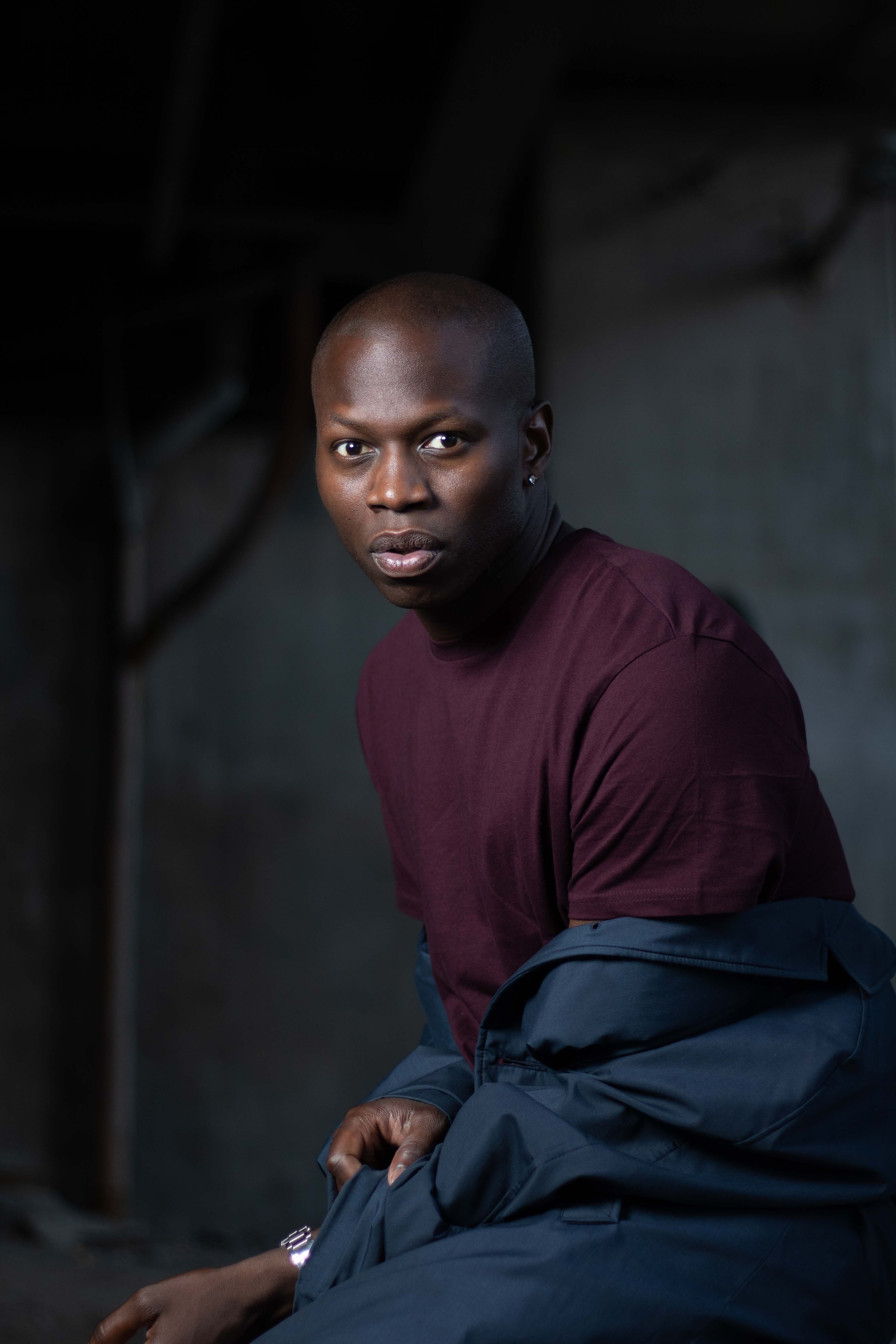 Portrait in maroon shirt outdoor