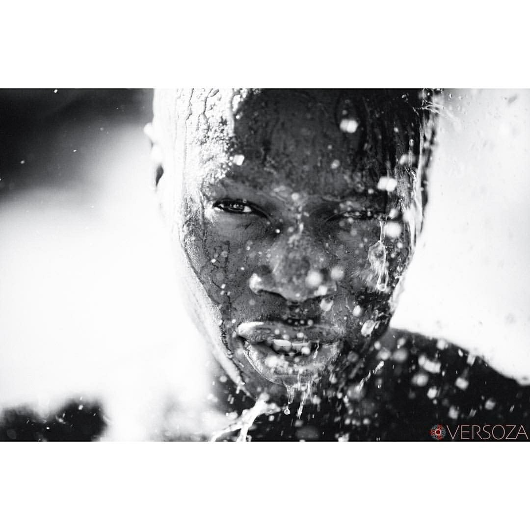 Face splashed with water